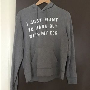 NWOT Long sleeve light hoodie hang with dog quote